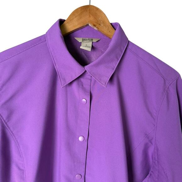 Duluth Trading Co Snap Front Shirt Long Sleeve Vented CoolPlus Outdoors Purple L - Picture 2 of 11